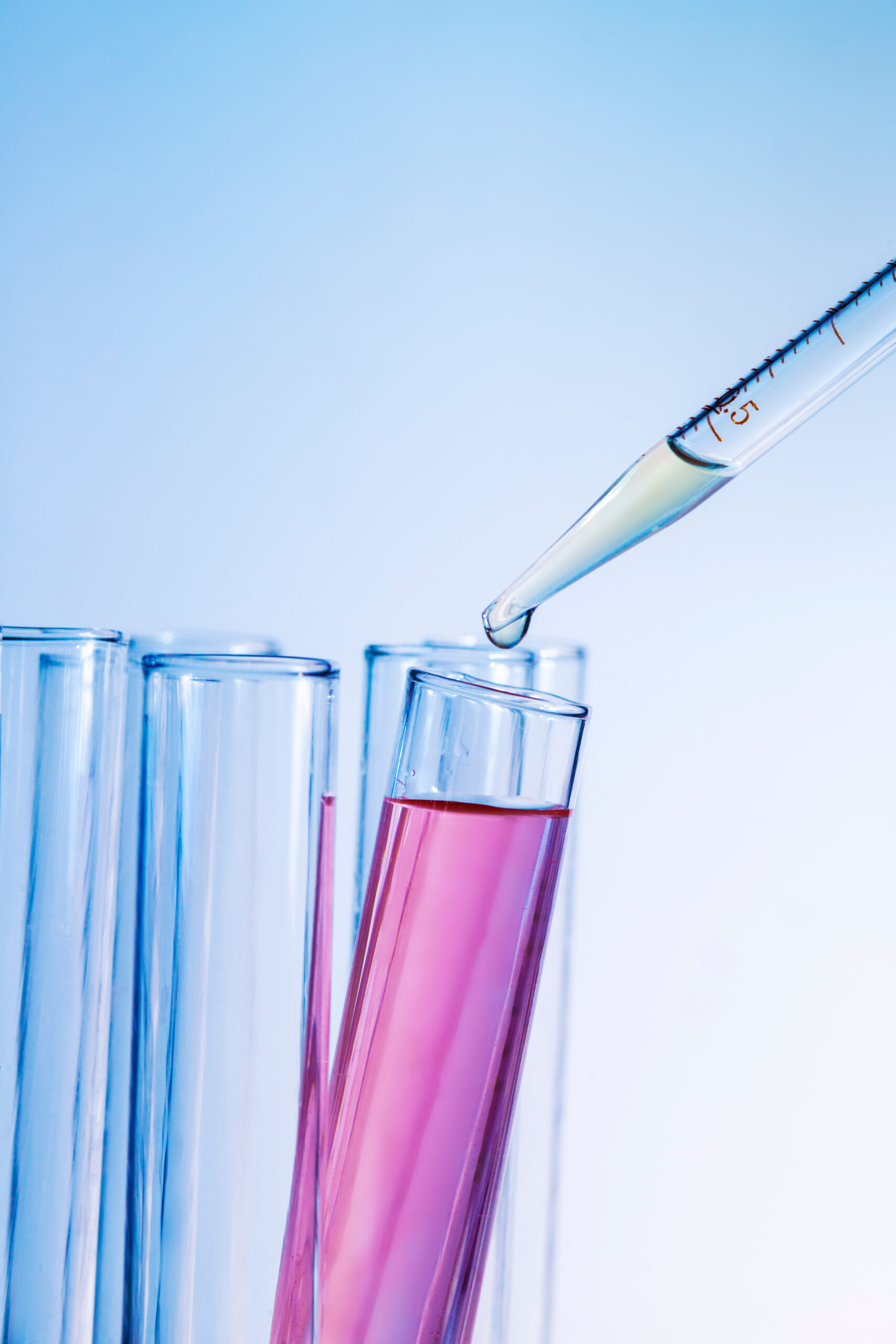 Test tubes used in complex molecule formulation development